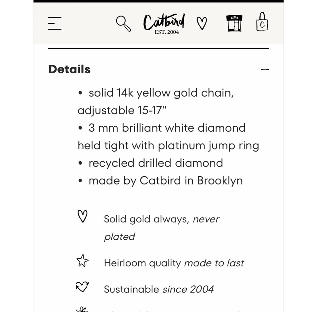 Catbird Diamond Pinprick Necklace -Gold - Picture 3 of 10